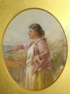 Study Of A Young Girl In A Moorland Landscape by Francis William Topham