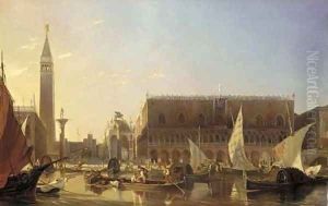 Gondolas on the Grand Canal in front of the Doge's Palace, Venice