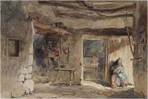 Cottage Interior by Francis William Topham