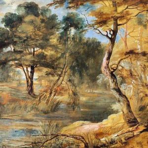 Wooded Landscape with a Stream by Jacques Fouquieres