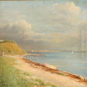 Coastal Scene With A Rowboat On The Beach by Wenzel Ulrik Tornoe
