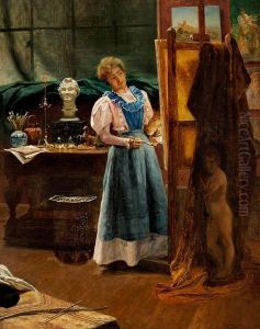 Tornoe: Painter At Her Easel. "cupid" Refuses To Pose Any More
