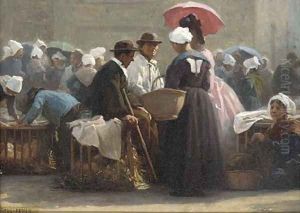 Morning banter at the market by Jacques-Eugene Feyen