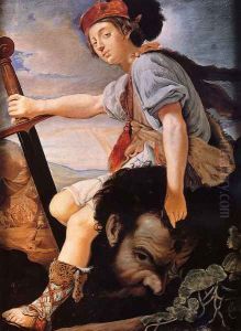 David With The Head Of Goliath by T. Flatman
