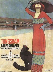 Poster for Tungsram Light Bulbs c. 1910 by Geza Farago
