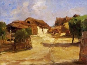 Sunlit Village Yard At Noon