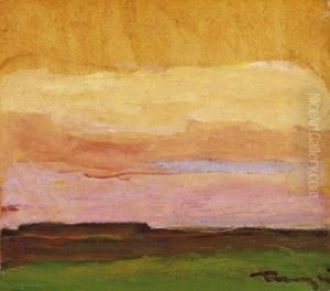 Landscape In The Great Plain By Sunset