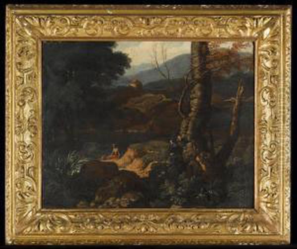 An Italianate Landscape With A Fisherman In The Foreground, A Drover Beyond - view 1