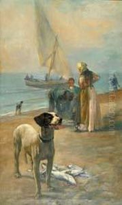 Pescadores En La Playa. by Francesc Torrescassana Sallares