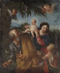 The Holy Family With The Infant Saint John The Baptist by Flaminio Torri