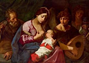 Ito La Sacra Famiglia Con Due Angeli Musicanti