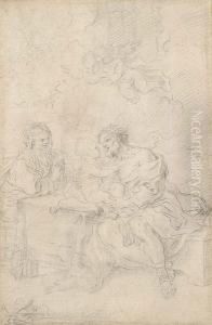 St Joseph Adoring The Christ Child While The Virgin Looks On