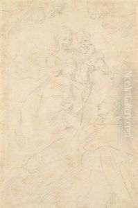 Virgin And Child Accompanied By Cherubim Appearing To A Monk