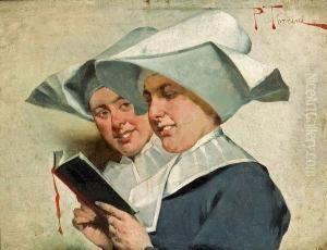 Singing Monks; Reading Nuns (a Pair) by Pietro Torrini