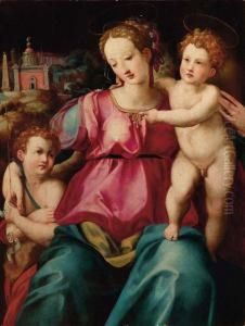 Madonna Col Bambino E San Giovannino by Michele di Ridolfo del Ghirlandaio (see Tosini)