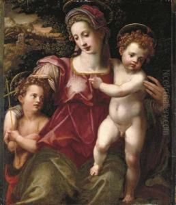 The Madonna And Child With The Infant Saint John The Baptist by Michele di Ridolfo del Ghirlandaio (see Tosini)