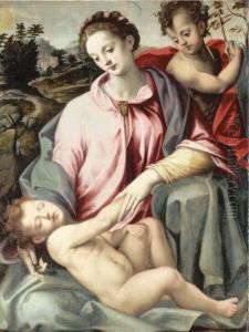 The Madonna And Child With The Infant Saint John The Baptist by Michele di Ridolfo del Ghirlandaio (see Tosini)