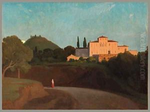 View of the Villa Torlonia Frascati at Dusk by Paul Flandrin