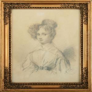 Adele Anais Toudouze: Adportrait Of A Young Woman With Curly Hair. Signed A. Colin thumbnail