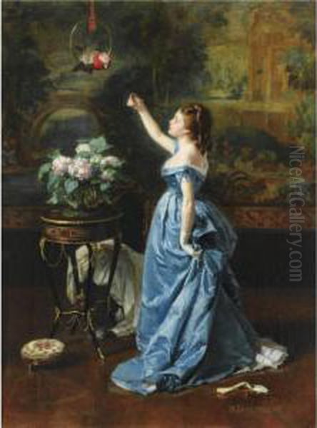 Woman With A Parrot - view 1