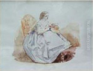 Jeune Femme Au Chapeau by Toulmouche Auguste