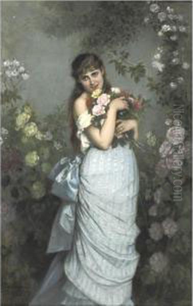 A Young Woman With Roses - view 1
