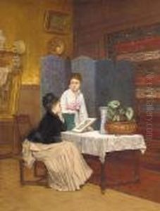 The Private View by Toulmouche Auguste