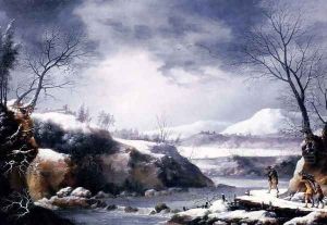 A Winter Landscape With Travellers On A Path by Francesco Foschi