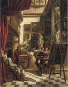 Rembrandt's Studio by Lodewijk Jan Petrus Toutenel