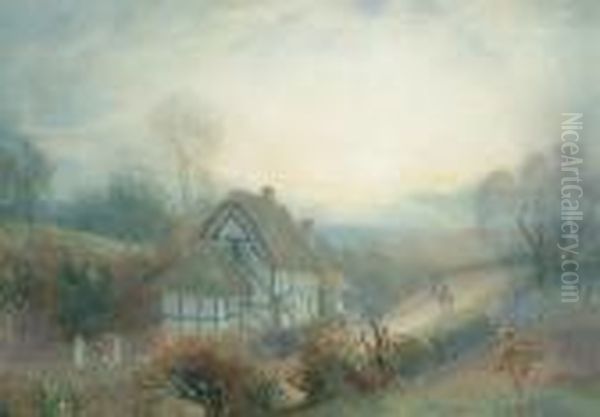 Dusk At A Cottage Near Harvington, Worcestershire - view 1