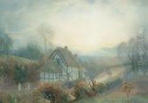 Dusk At A Cottage Near Harvington, Worcestershire by Samuel Towers