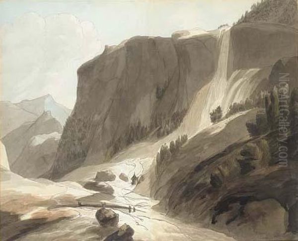 Waterfall Between Chiavenna And Mount Splugen, Switzerland - view 1