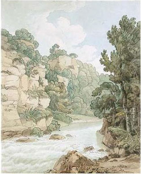 Study Of A River In A Hilly Landscape - view 1