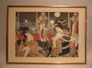 Scene Du Theatre Kabuki by Utagawa Toyokuni Iii
