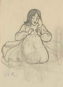Jeune femme assise by Eric Forbes-Robertson