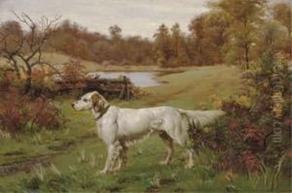 A Marbled Beauty - An English Setter In A Landscape, A Lakebeyond - view 1