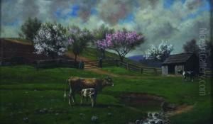 Landscape With Cattle by John Martin Tracy