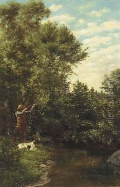 Woodcock Shooting Over A Stream - view 1