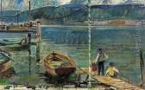 Sommerliche Seeuferpartie. by Friedrich Eduard Traffelet