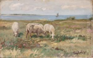 Kustlandskap Med Betande Far by Carl Tragardh