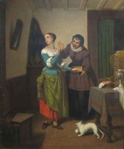 Interior with Young Girl who is Trying on Jewellery by Richard Edmund Flatters