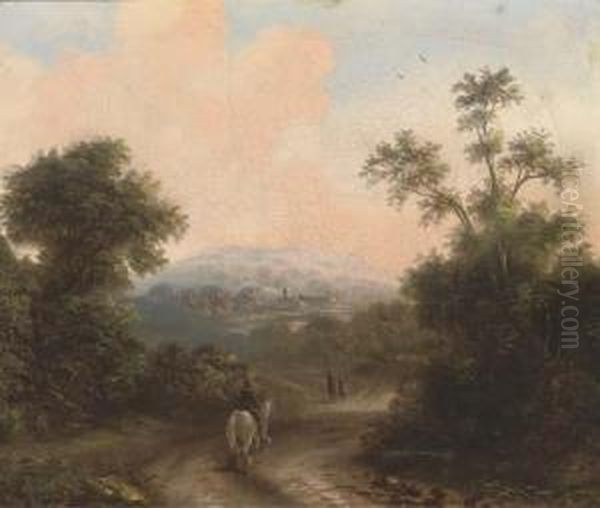Travellers On A Wooded Track - view 1