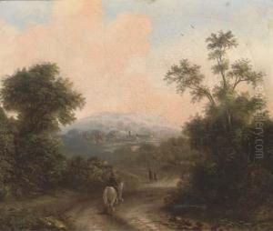 Travellers On A Wooded Track by William Traies