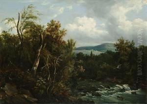 A Fisherman In A River Landscape