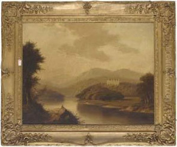 A Fisherman Beside A Highland
River, A Castle Beyond, Traditionally Identified As Blair Castle - view 1
