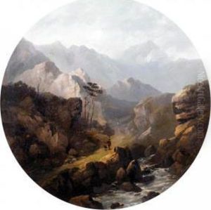Figures In A Rocky Landscape by Edward Train