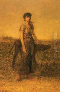 Girl and Calf by George Fuller