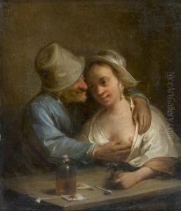 Couple De Galants Attables by Johann Georg Trautmann