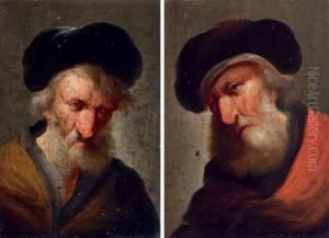 Due Teste Caratteristiche Di Uomini Abbigliati All""""orientale by Johann Georg Trautmann
