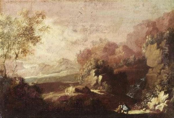 A Mountainous Landscape With Travellers - view 1